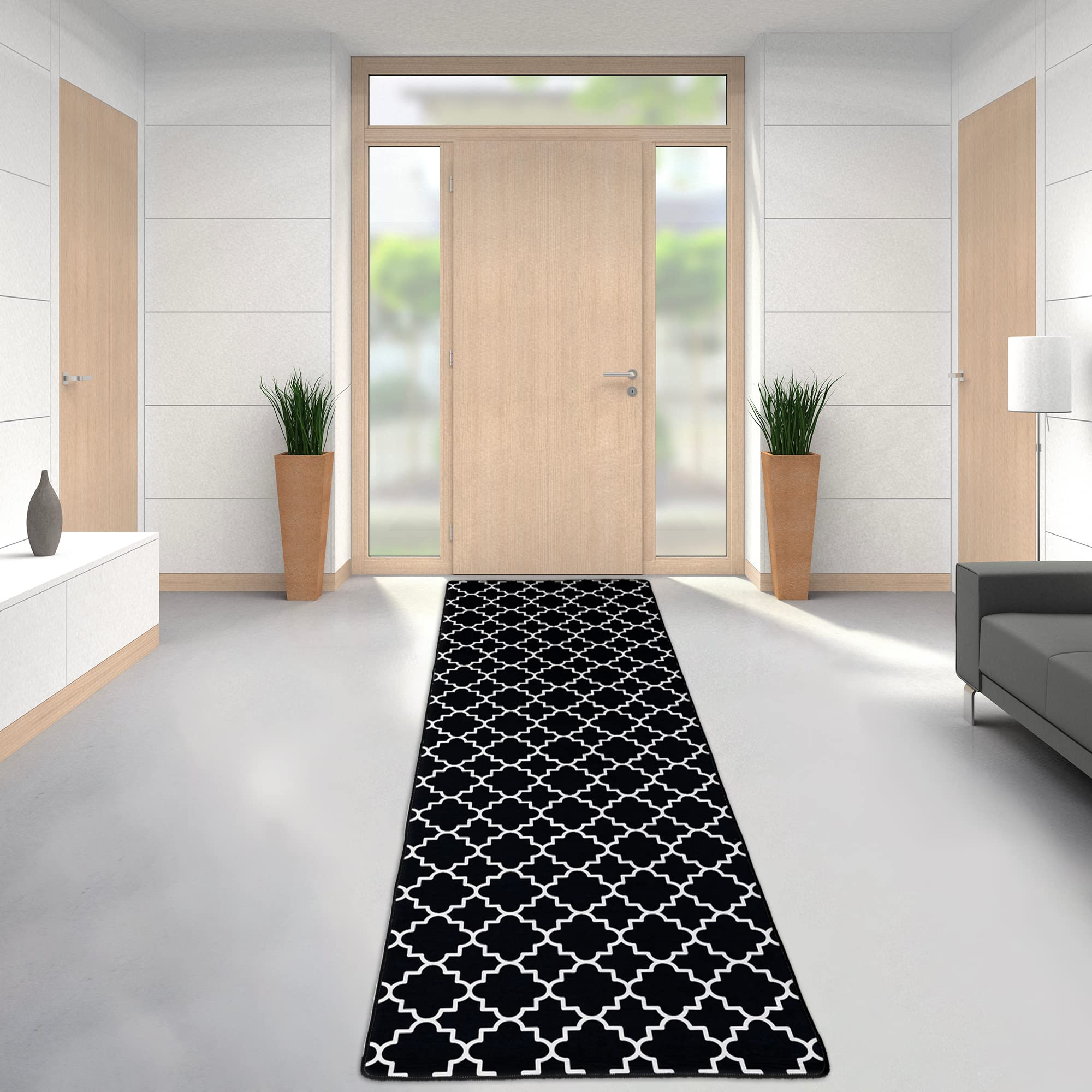 Tappeto passatoia cucina 60x200 nero bianco