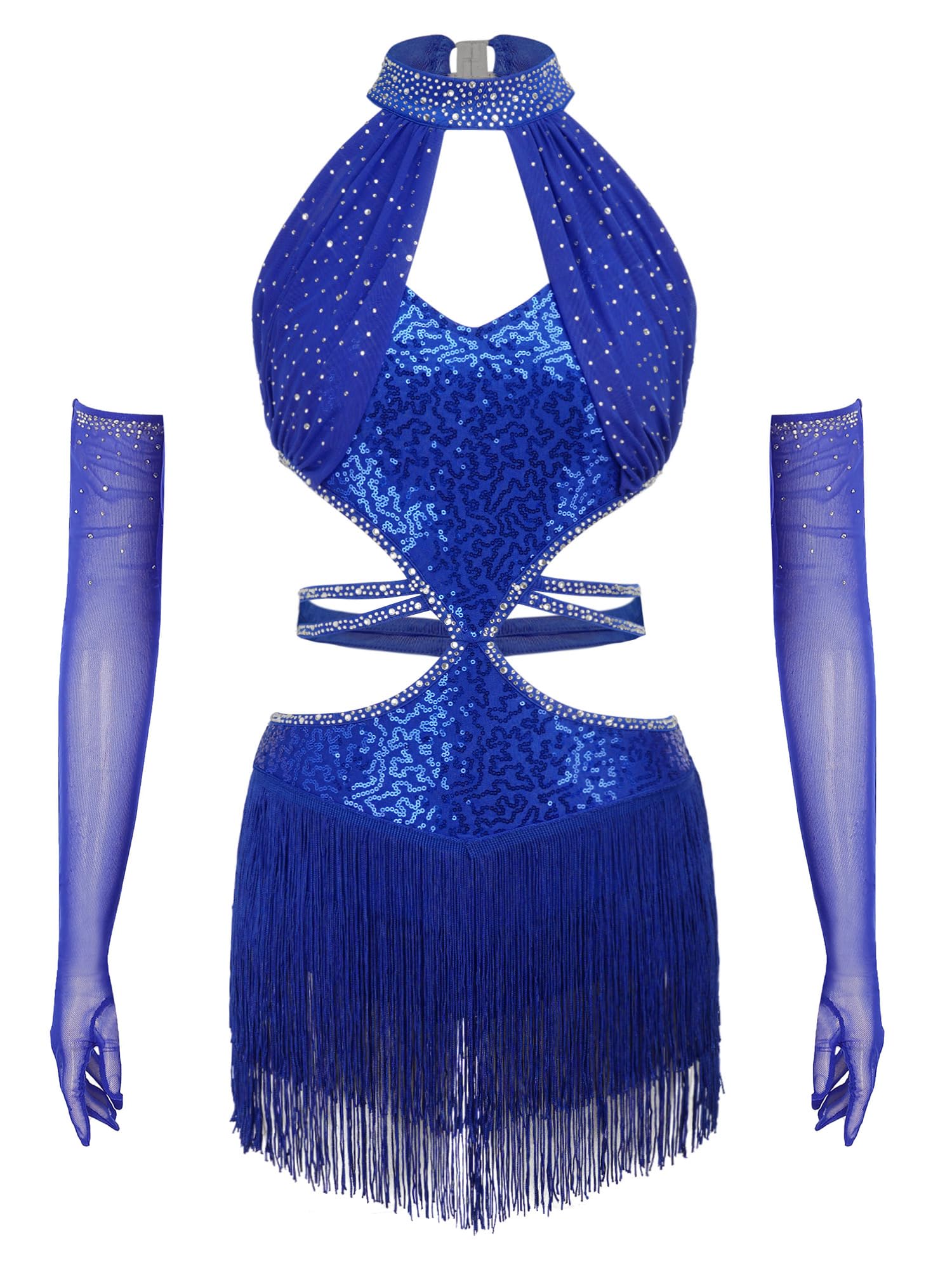 Vestito Ballo Tango Latino Donna Abito Salsa Donna Abito da Pattinaggio Artistico con Strass Vestito Ballo Spettacolo da di Tango