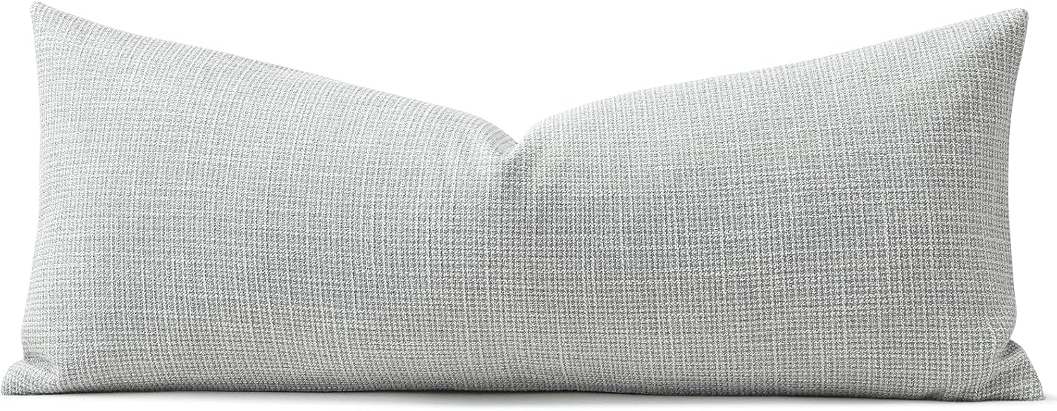 OTOSTAR Linen Throw Pillow Cover Set of 1 Decorative Long Lumbar Pillowcase Rectangle Cushion Cover 14x36 Inch for Home Decor Sofa Bedroom Car 35 x 90CM Light Grey