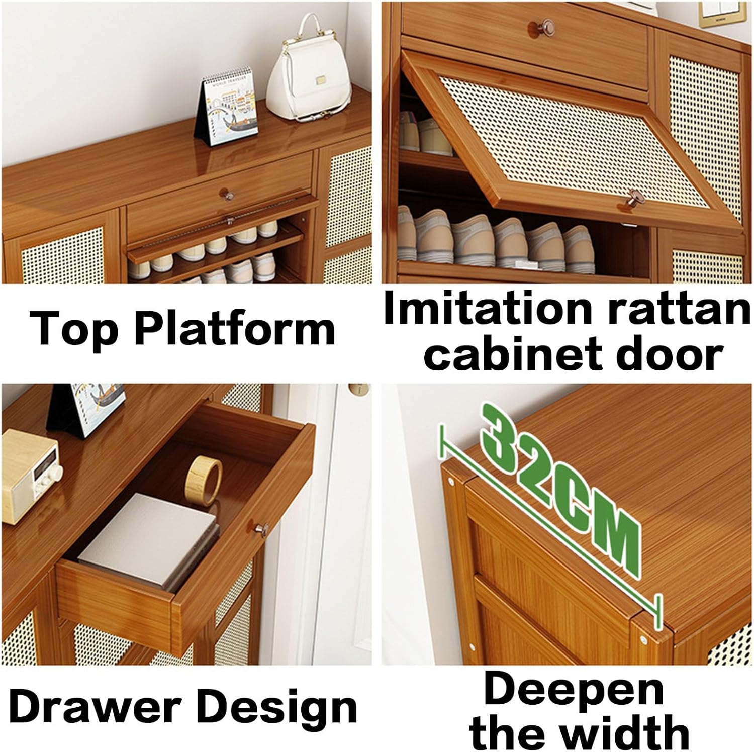 Shoe Storage Cabinet with 3 Flip Drawers, Freestanding Shoe Rack with Doors, Tipping Bucket Design for Entryway, Hallway, Closet - Stylish & Functional Shoe Organizer