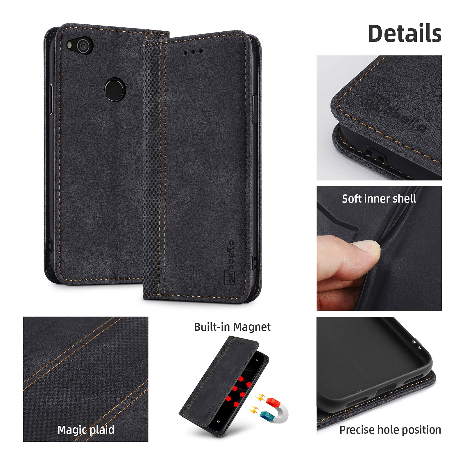 Coque Livre à Clapet Pour Huawei P8 Lite 2017 / P9 Lite 2017 - Noire, Neuve