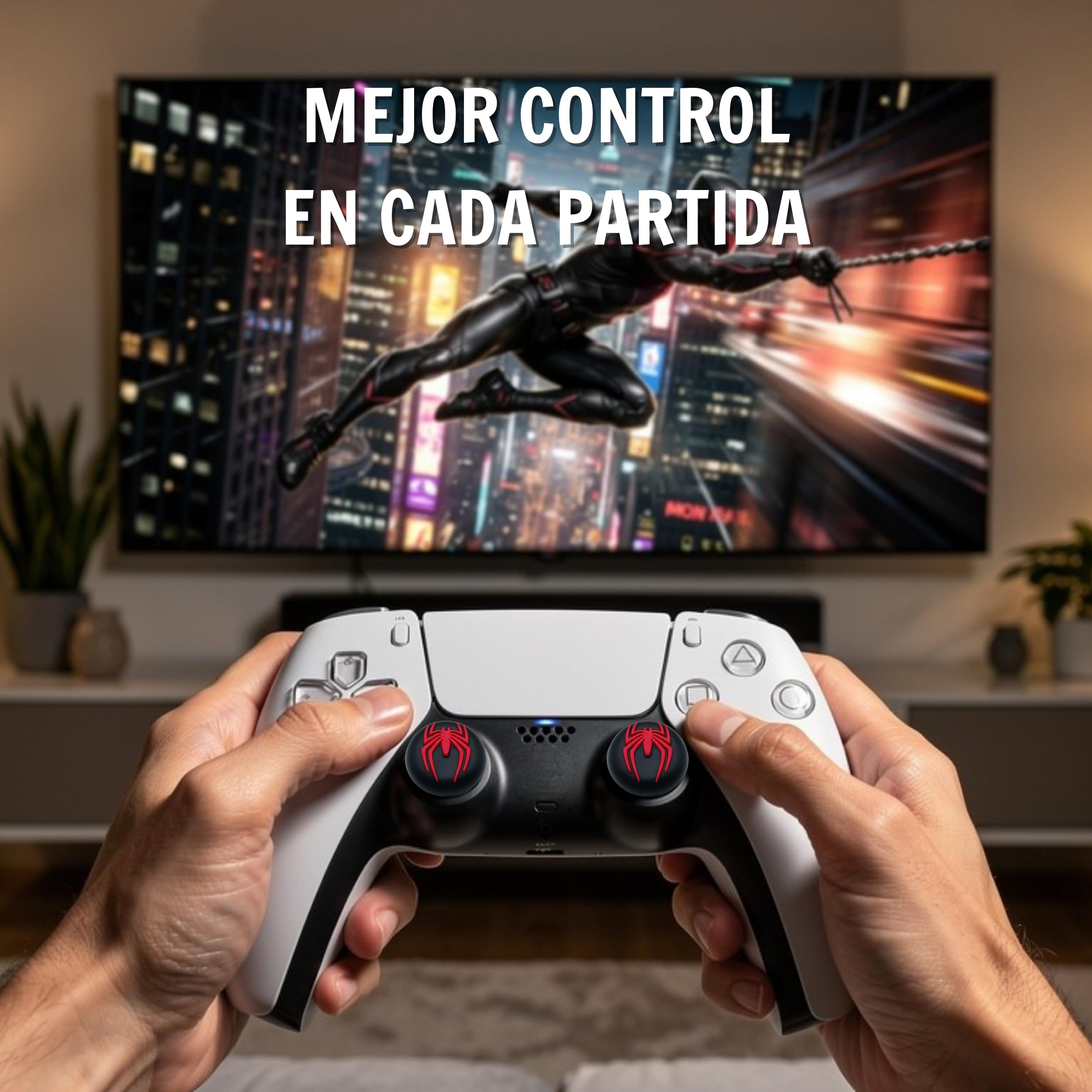 MME Protector Joystick Compatible con Mando PS5 PS4 Xbox, Funda Joystick PS4, Grips Mando Play 4, Accesorios PS5, Joystick ps5, Agarres para el Pulgar para PS4 (Negro)