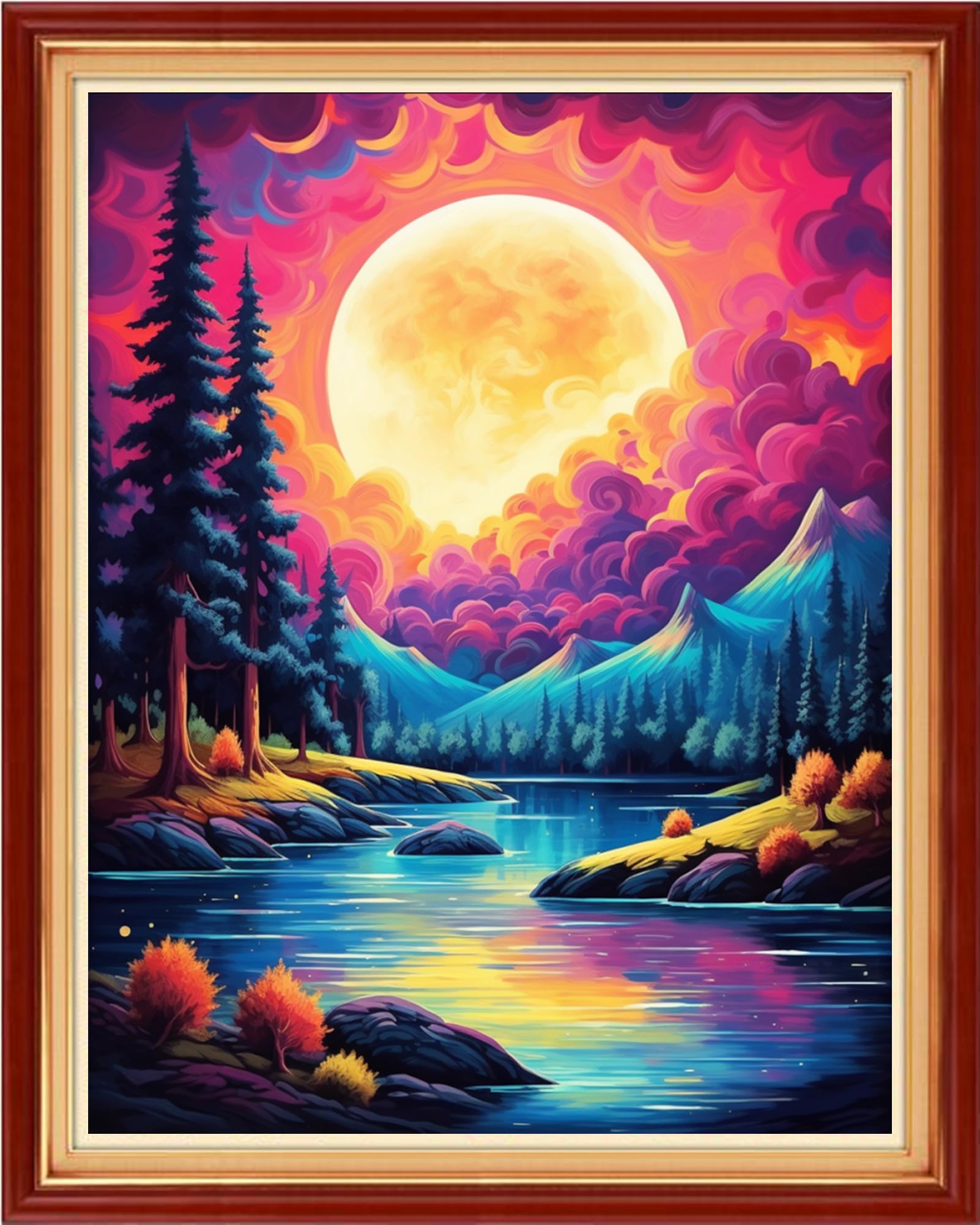 Dooxvey Cross Stitch Kits for Adults Stamped Full Range of Embroidery Starter Kits for Beginners 11CT Printed Cross Stitch Patterns Needlepoint Kits Stamped Crossstitch-Moon Scenery 16x20 inch