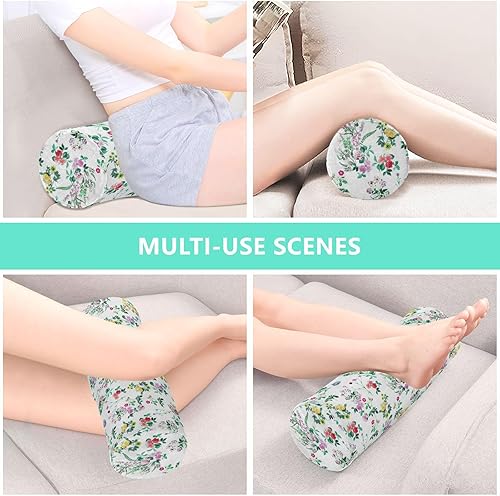 Miniatura 7 de Almohada con diseño de hojas y flores silvestres para piernas para dormir, almohada cervical con funda de almohada larga redonda para cama