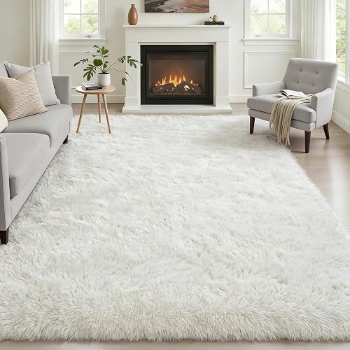 Luxturiy 5x7 Fluffy Plush Shag Carpet (Ivory)
