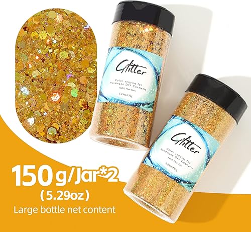 Miniatura 2 de AARDWO - Purpurina para manualidades, 14.48 oz, 10 frascos de purpurina con herramientas, purpurina vibrante multiusos para cuerpo, sombra de ojos,