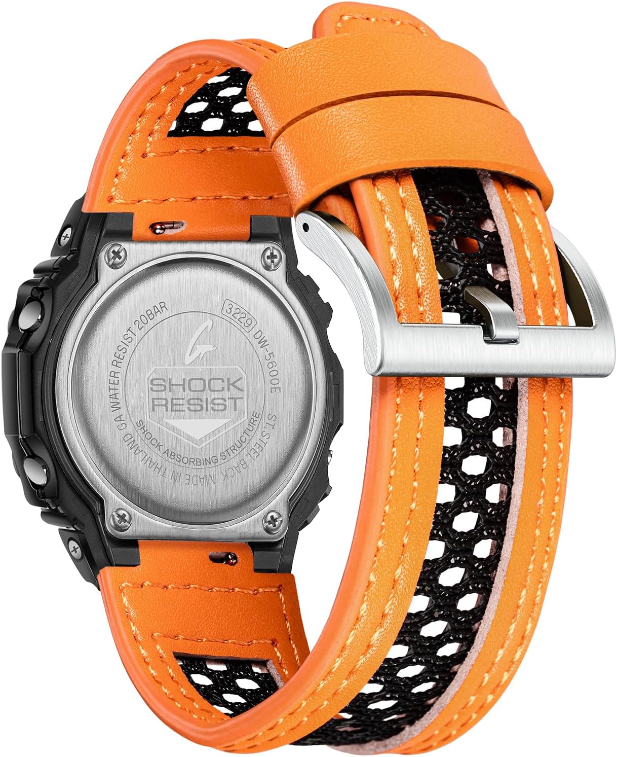 16mm Watch Strap Replacement for Casio AWG-M100,AWR-M100,GAS-100/5255/5600,GD-100/110/120/350,GLS-100/5600/6900/8900,Perforated mesh design for breathable comfort