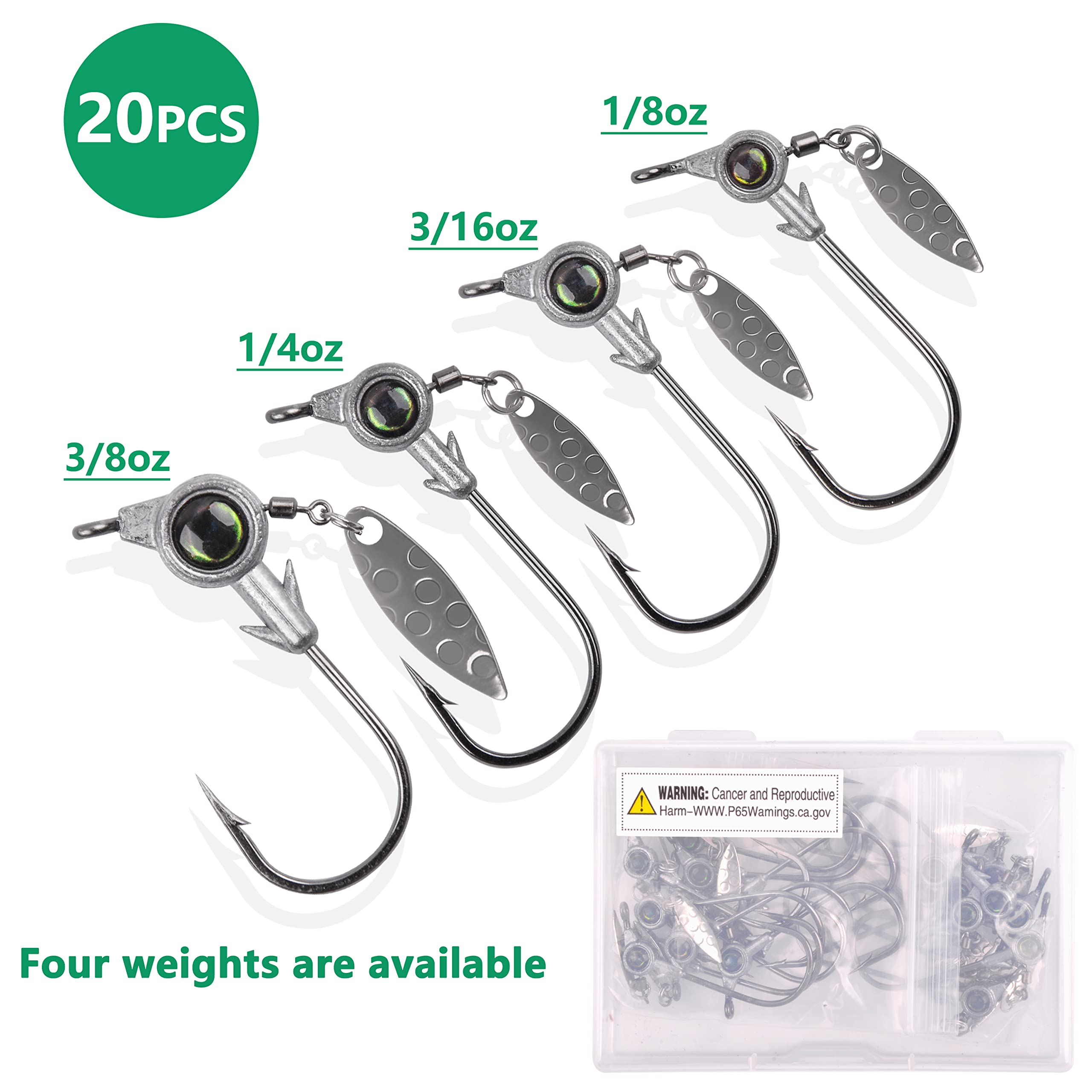 25-Piece Crappie Jig Heads Kit With Spinner Blades - 1/16 Oz Fishing Lures For Freshwater & Saltwater - View #5
