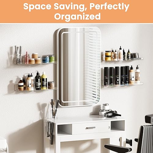 Vista 80 de upsimples Estantes acrílicos para almacenamiento de baño, estantes flotantes de 15 pulgadas, organizador de pared para perfume, maquillaje, cuidado