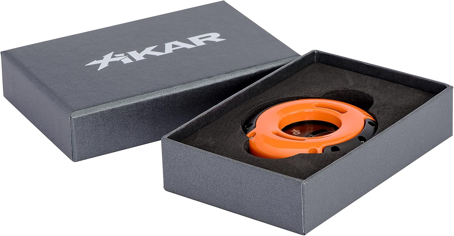 Xikar XO Double Guillotine Cigar Cutter, Dual Stainless Steel Blades, 64 RG, Orange and Black with Black Blades