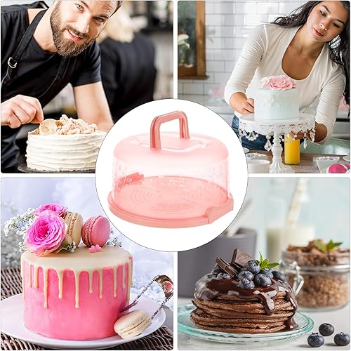 Miniatura 4 de CALLARON Porta pasteles redondo de plástico con mango de tapa, soporte para tartas, caja de pan, recipientes para pasteles de pan, caja de