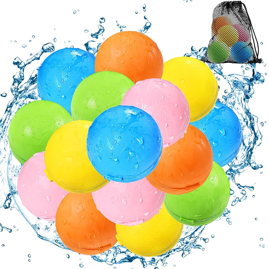 Reusable Water Balloons, MKNZOME 12PCS Refillable Silicone Water Balls Quick Fill Water Toys Water Bombs Summer Pool Toys, Outdoor Garden Beach Fun Party Swimming Pool Games For Kids Adults