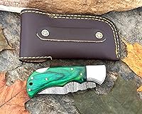 Vista 42 de WINTERFELL Damascus Steel Pocket Folding Knife Handmade Premium Quality Knives 6.5'' Small Pocket Knife for Outdoor, Camping, Hiking Back Lock Blade