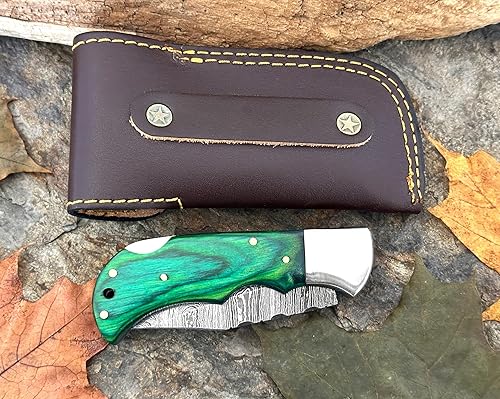 Miniatura 42 de WINTERFELL Damascus Steel Pocket Folding Knife Handmade Premium Quality Knives 6.5'' Small Pocket Knife for Outdoor, Camping, Hiking Back Lock Blade