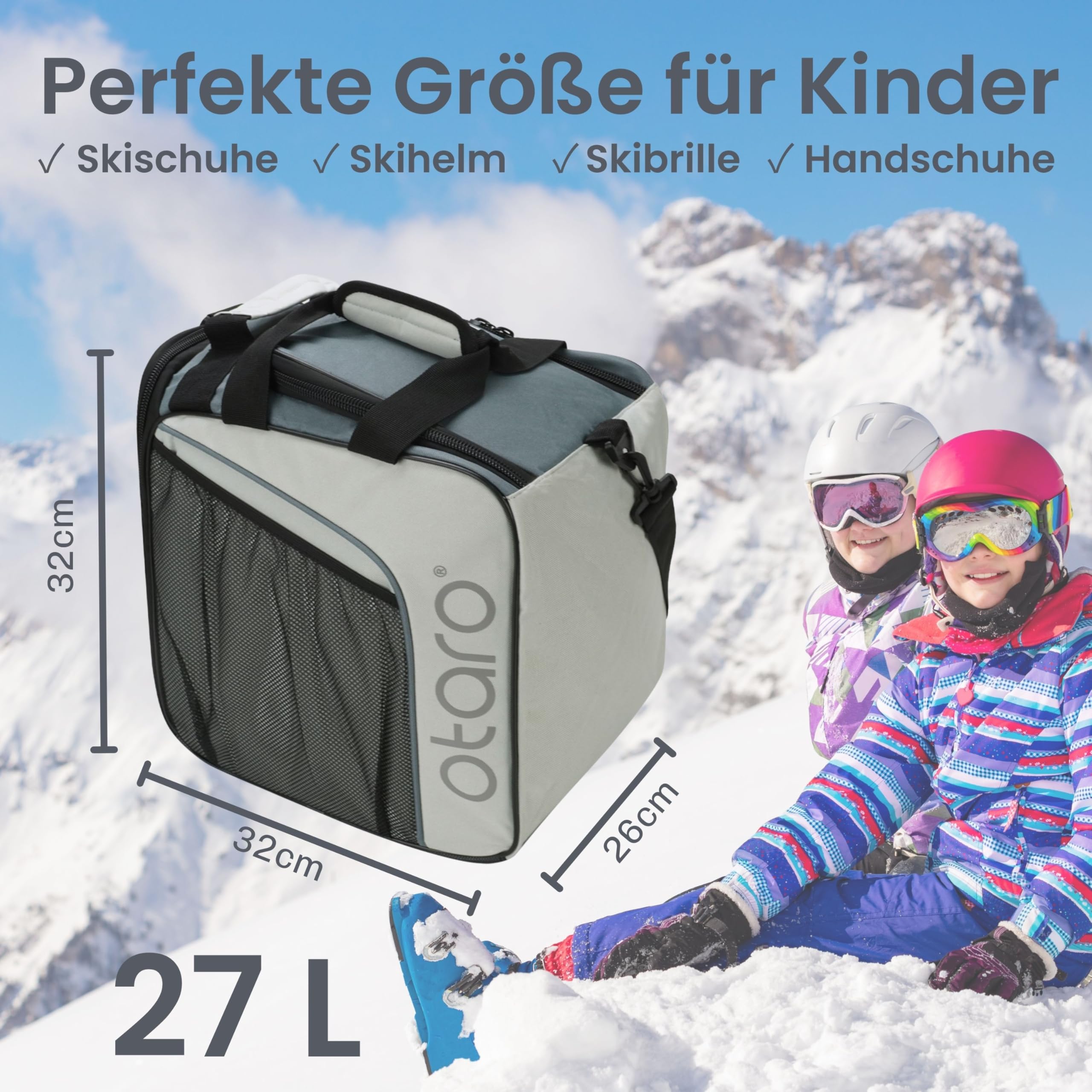 Otaro Skischuhtasche mit Helmfach | Skitasche für Skischuhe, Helm & Zubehör | > 60.000 begeisterte Kunden | Ski Boot Bag wasserfest, robuste Zipper - Skitasche Skischuhtasche Set - Schlittschuhtasche