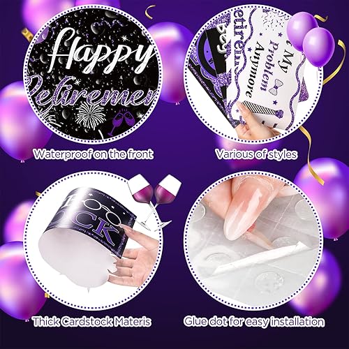 Miniatura 7 de 20 decoraciones moradas para fiesta de jubilación, pancartas, decoración de pared para mujeres y hombres, suministros para fiesta de jubilación