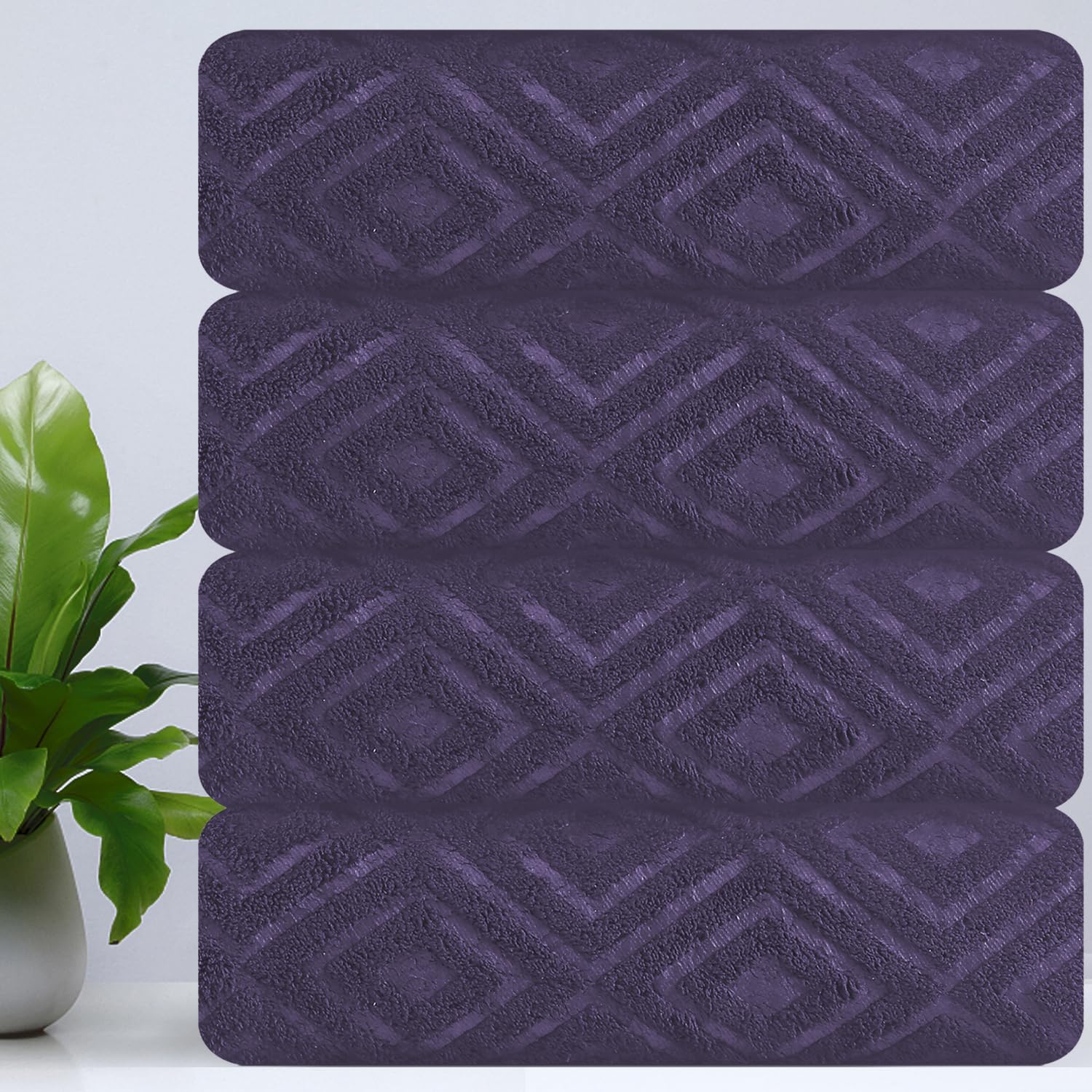 CHINO Extra Large Bath Towel Set, 4 Piece Purple Oversized