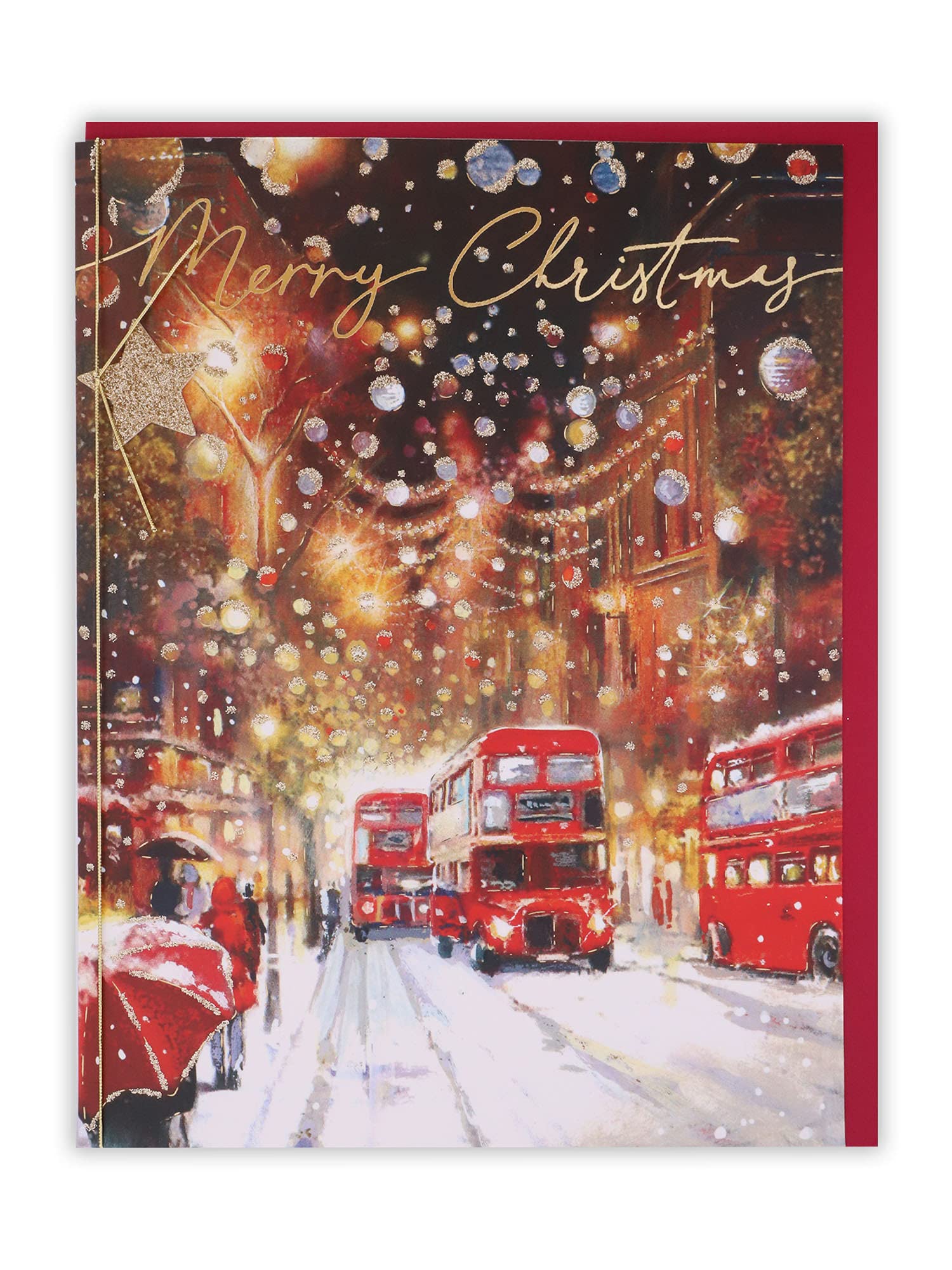 Clintons: Red Buses In Street, General Christmas Card, Xmas Card, Traditional Christmas Card,155 x 201, 1169564