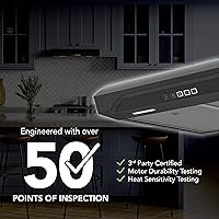 Vista 5 de Campana extractora de 30 pulgadas de 350 MAX CFM con ventilador de 1.5 sones, negra, de acero inoxidable