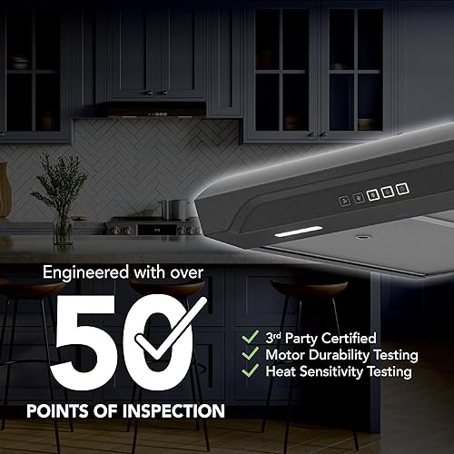 Miniatura 5 de Broan-NuTone ALT2303BLS Alta 30 pulgadas 350 MAX Soplador CFM 1.5 Sones Negro Inoxidable Campana extractora Bajo Gabinete