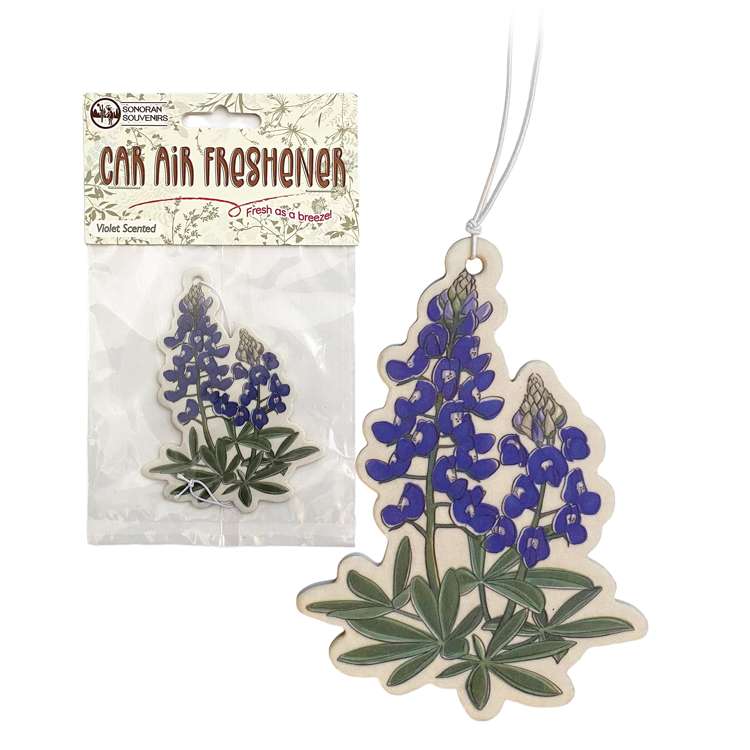 Texas State Themed Car Air Freshener - TX Lone Star State Souvenir Gift 4-Pack (Bluebonnet Flowers)