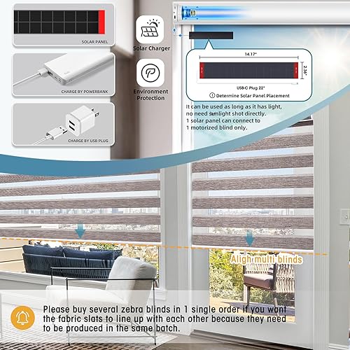 Miniatura 2 de SmartWings Persianas motorizadas de cebra, compatibles con HomeKit, Alexa, SmartThings, Google, persianas transparentes con control remoto, 50%