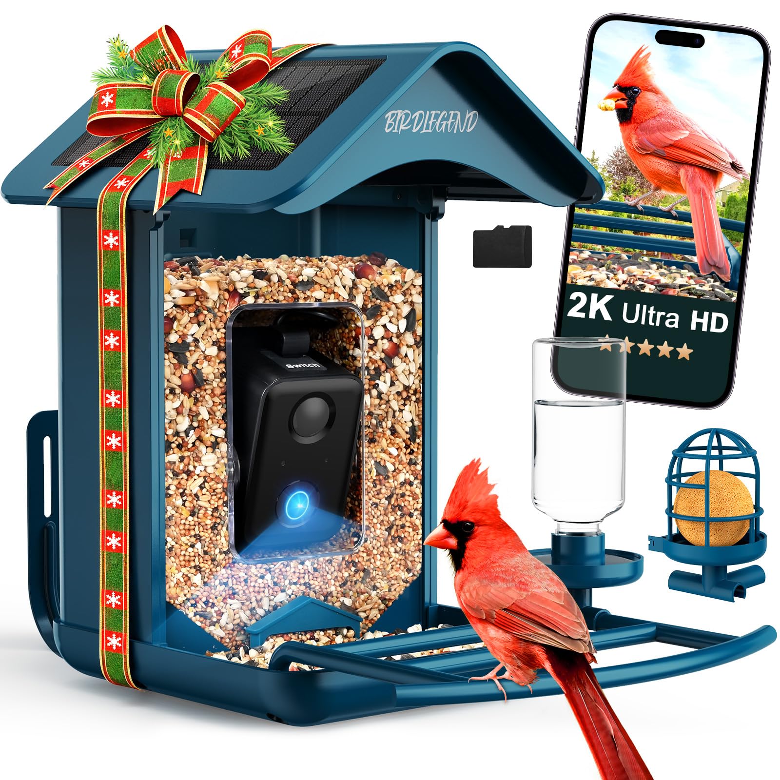 BIRDLEGEND Bird Feeder Camera (Blue 2K Portrait)