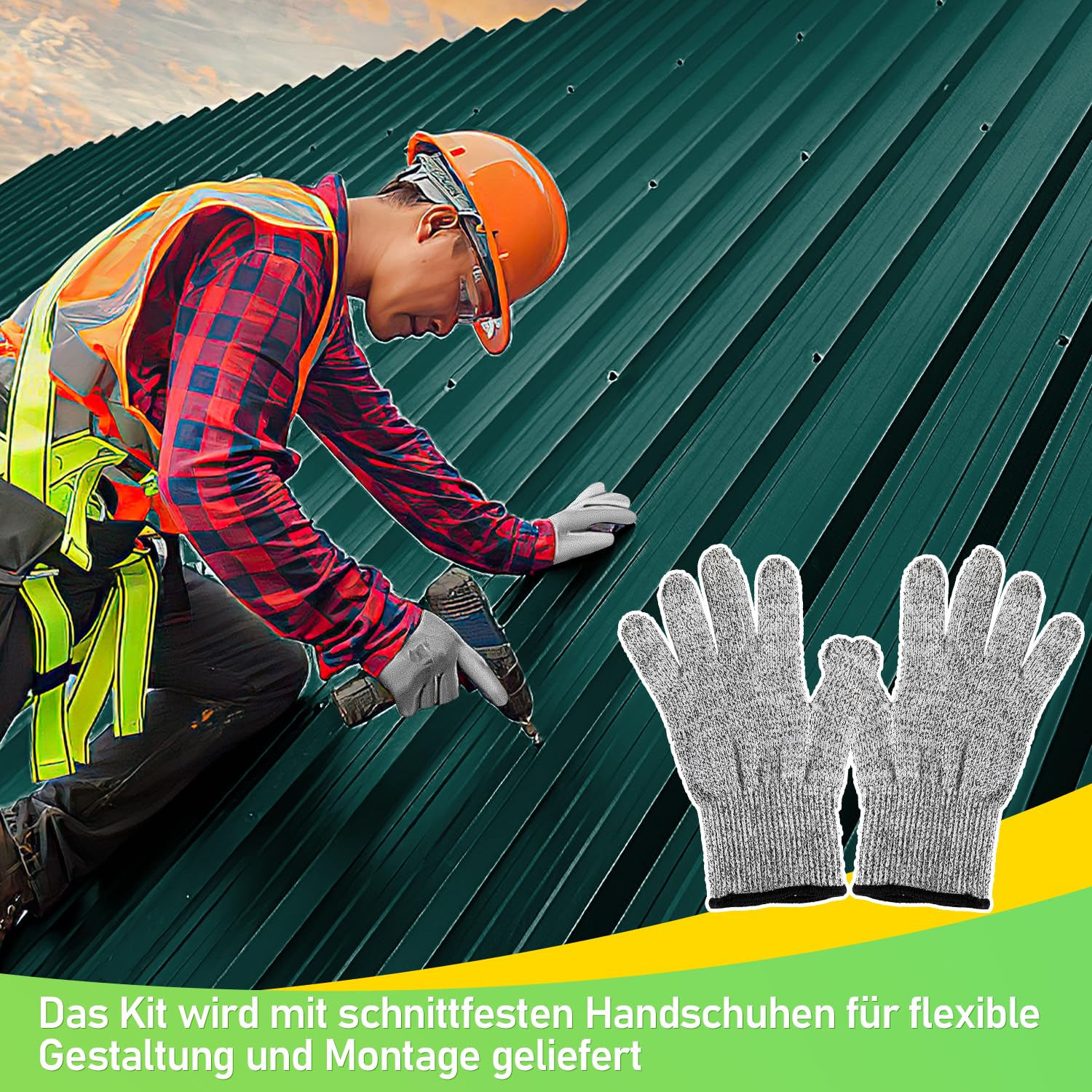 12er Set verzinkte Trapezblech-Dachblech - Robuste grüne Stahlbleche mit Korrosionsschutz, ideal für Carports und Dacheindeckungen