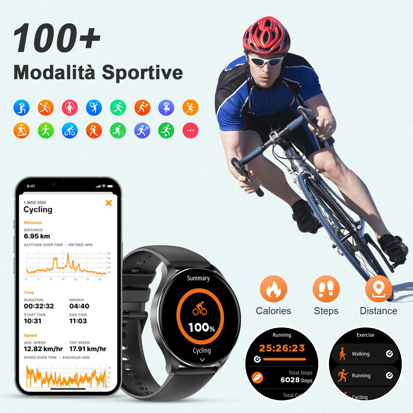 Baolubao Orologio smartwatch Uomo Donna (Rispondere/Fare Chiamate) ，1.43” Schermo HD AMOLED, 24H Sonno Cardiofrequenzimetro, IP68 Impermeabilecon 130+ Modalità Sportive smart watch per Android IOS