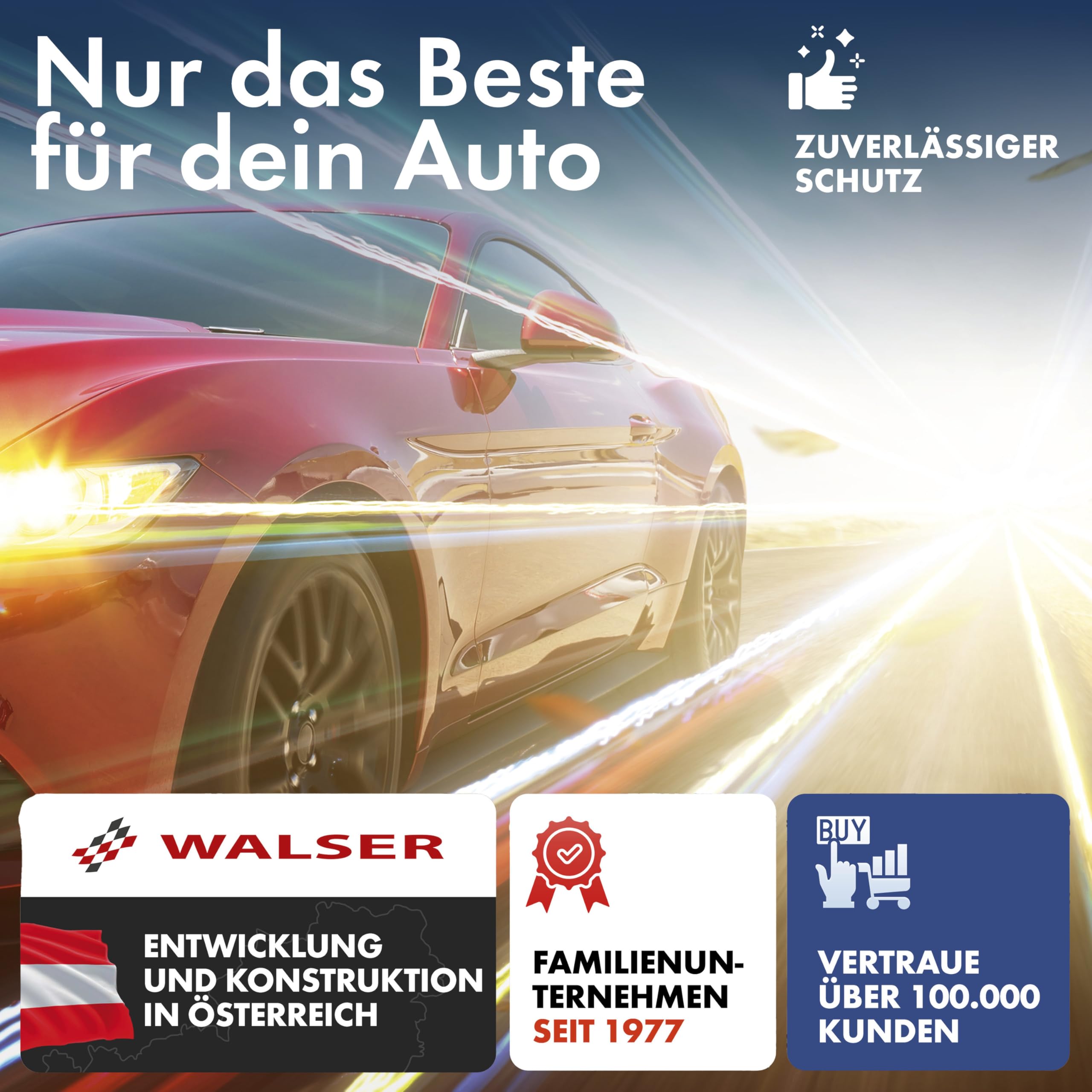 Walser Plandeka samochodowa All Weather, wodoszczelna, w 100% odporna na warunki atmosferyczne, plandeka samochodowa do użytku na zewnątrz, wodoszczelna, rozmiar 5, kolor czarny