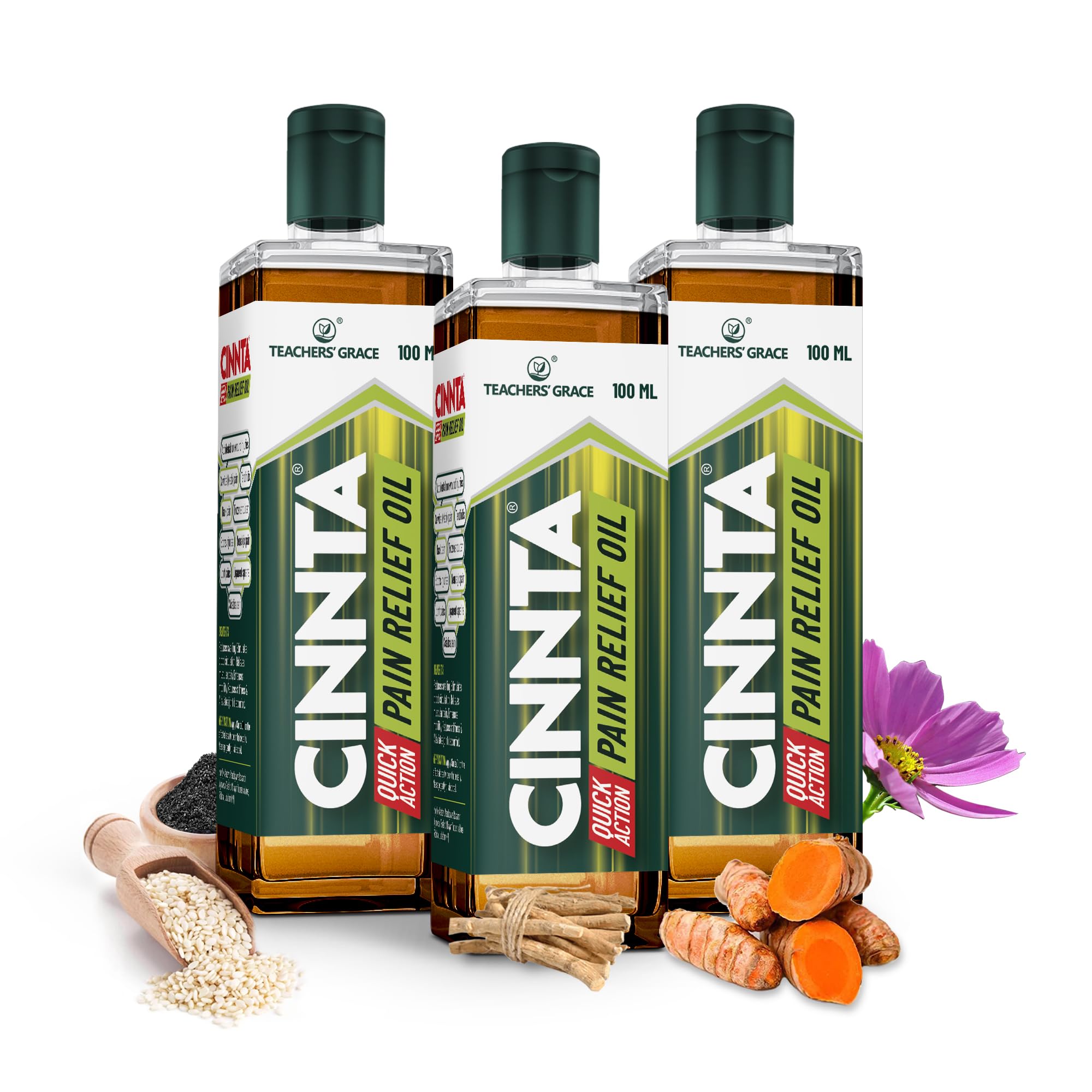 Teachers Grace Cinnta Pain Relief Oil - 100ml (pack of 3) | Helps in Knee, Back, Arthritis & Joint Pain | 27 Herbal Formulation (B09CMQP5XM) Amazon Price History, Amazon Price Tracker