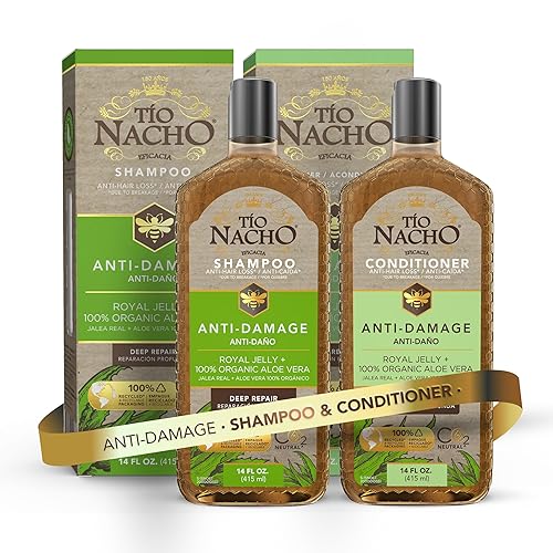 Tio Nacho Juego de champú y acondicionador de reparación profunda de jalea real y aloe vera anti daños - Reparación del cabello dañado, anti pérdida