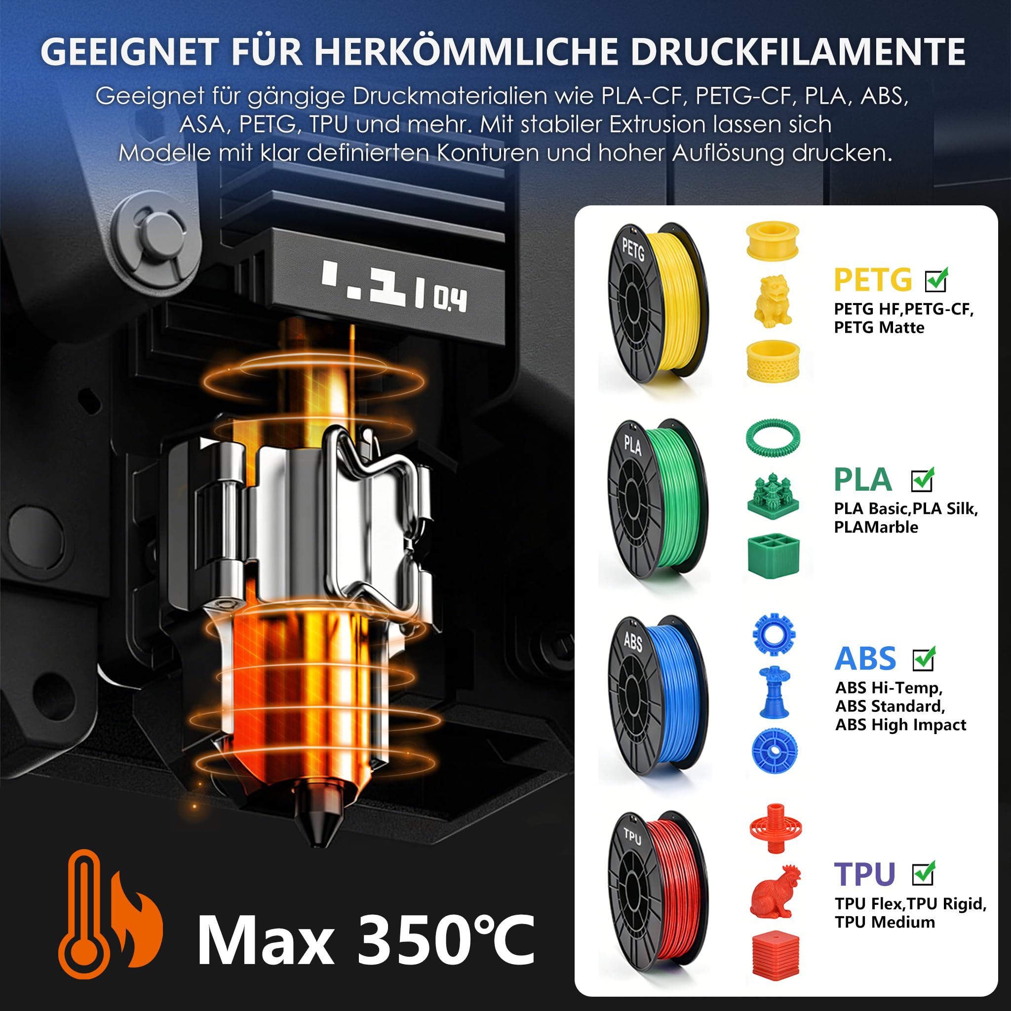 3-Pack Kit Hotend 0,2MM+0,4MM+0,6MM P2S per Bambu Lab P2S/X2D/H2D/H2S, Kit di Aggiornamento Estrusore Include Ugello in Acciaio Resistente alle Alte Temperature per Accessori Bambu Lab 3D-Drucker