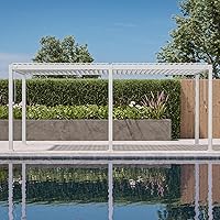Vista 8 de MIRADOR 111S Takasho Pérgola de Lamas 10x13 Pies Veteado de Madera Pérgola de Aluminio para Exteriores con Techo Ajustable Impermeable Marco