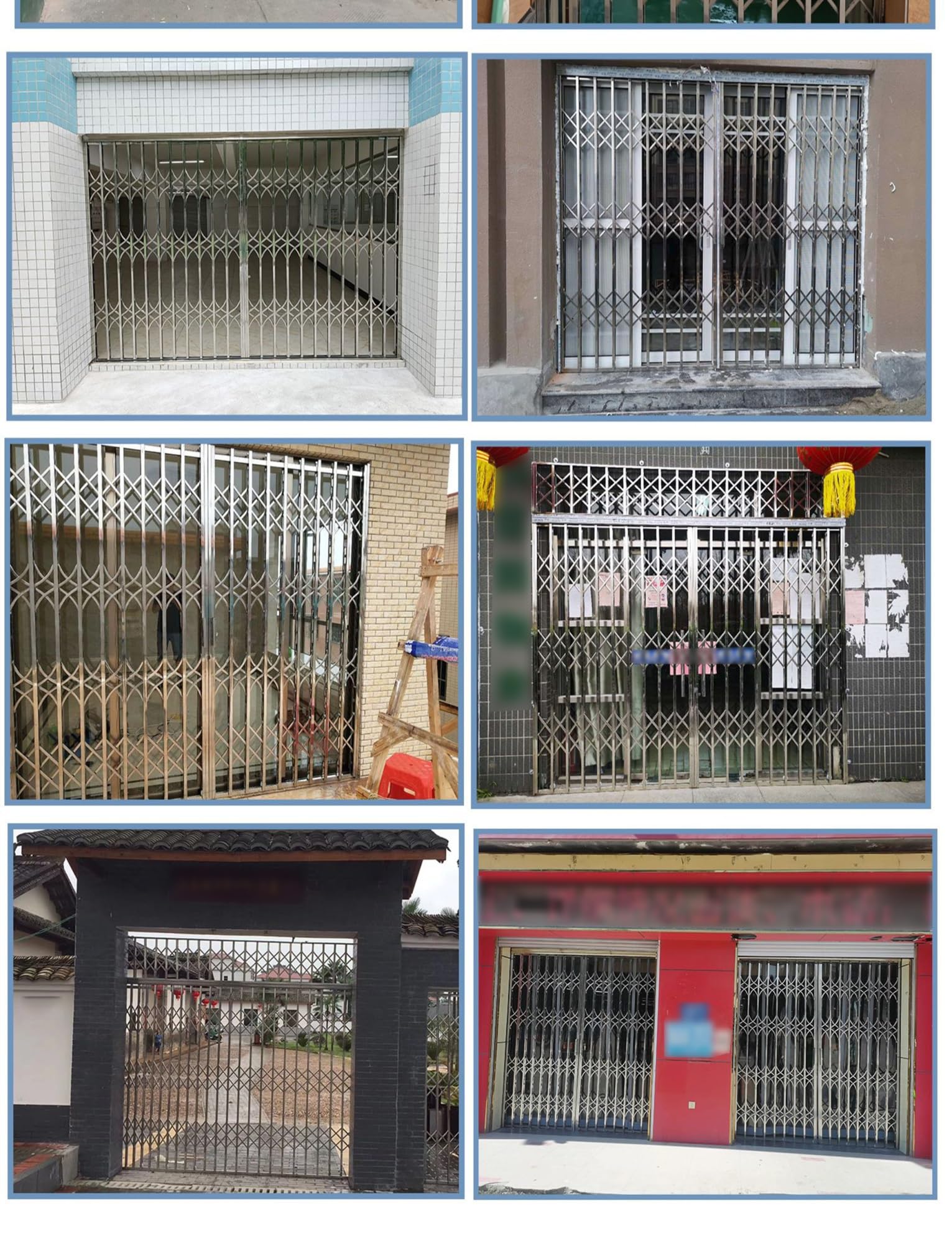 Wytrzymałe składane drzwi przesuwne ze stali nierdzewnej 304, z zamkiem antykradzieżowym, odporna na warunki atmosferyczne, chowana kratka na taras, balkon, do wejścia i do użytku komercyjnego (100 x