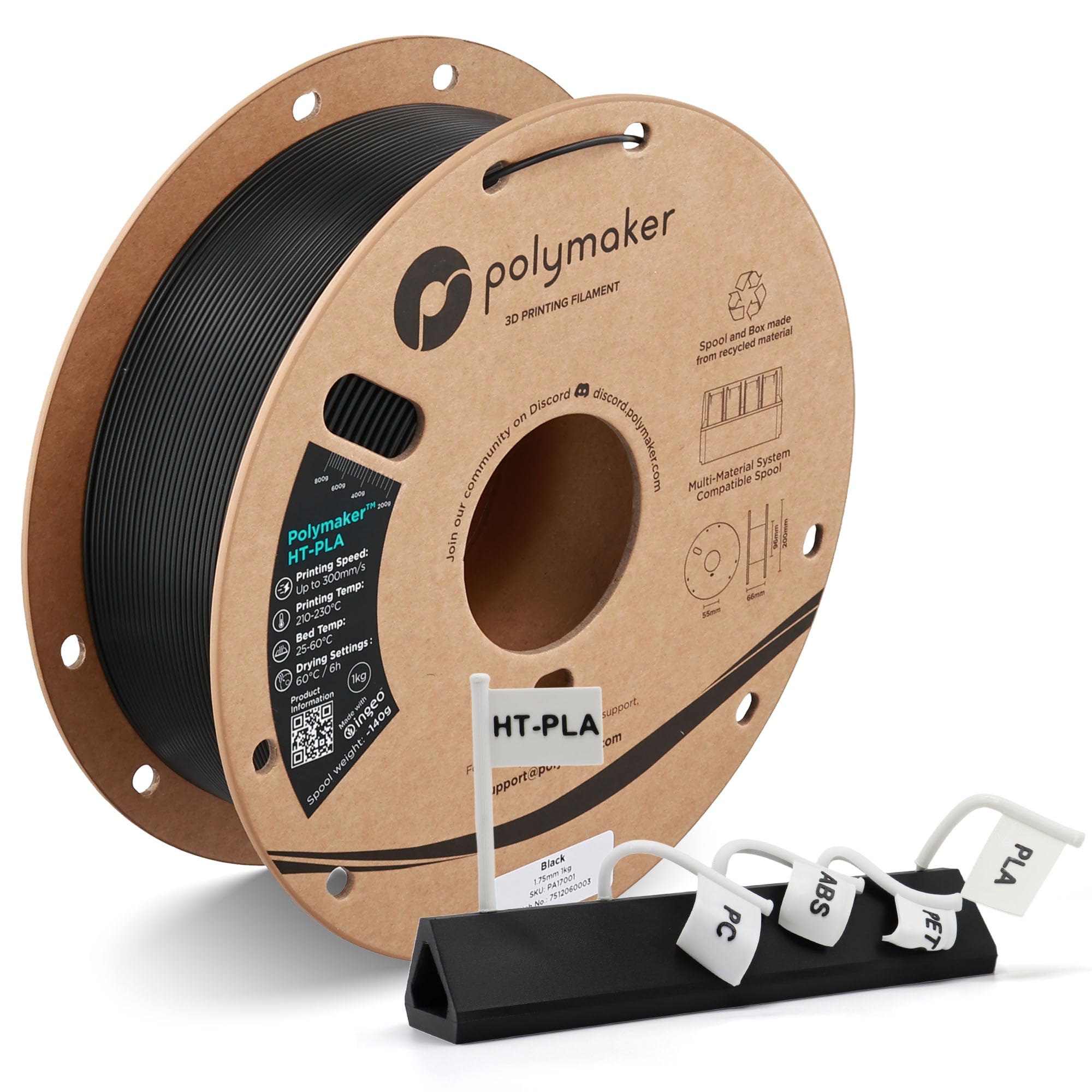 Polymaker HT-PLA Filament 1.75mm Black 1KG, High Temp PLA, Neatly Wound | Heat Resistant…