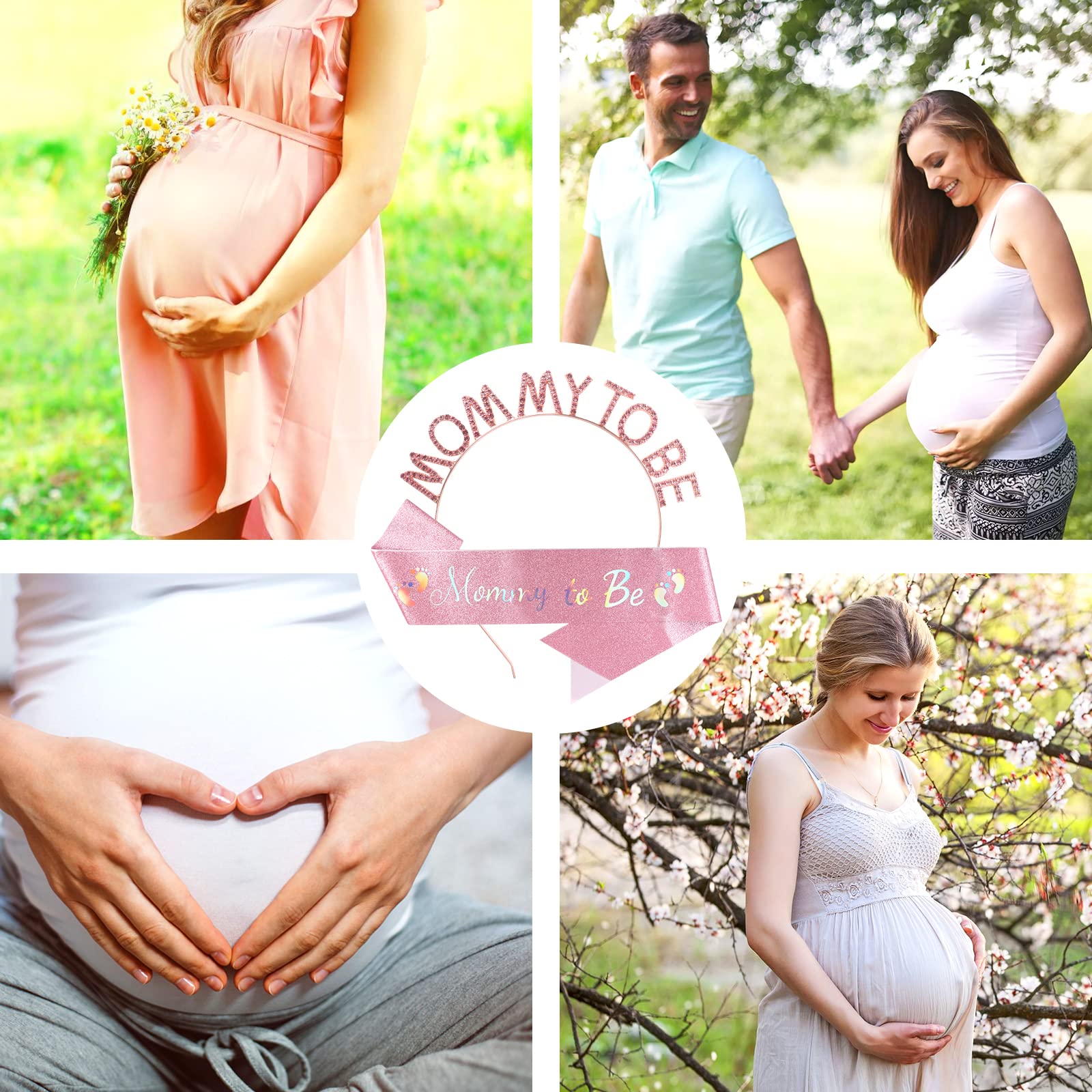 Dekoracje na baby shower dla przyszłej mamy, szalik i diadem na przyszłą koronę, prezent ciążowy dla niej, ujawnienie płci i baby shower, różowy