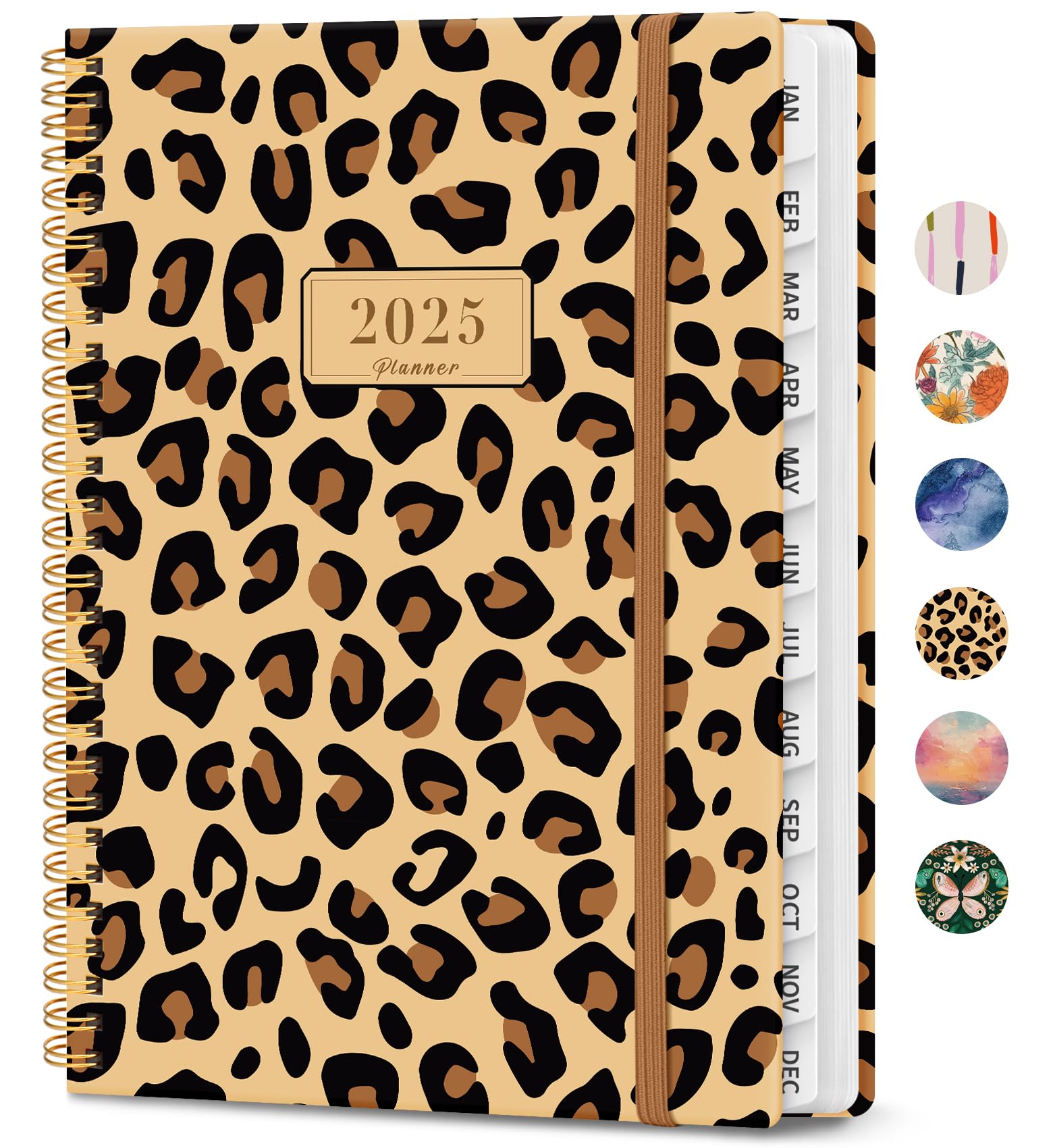 2025 Planner - Weekly and Monthly Planner, January 2025 to December 2025, Spiral Bound 2025 Calendar Planner Book, Inner Pocket, Perfect for Office Home School Supplies - A5 (6.3" x 8.5"), Leopard