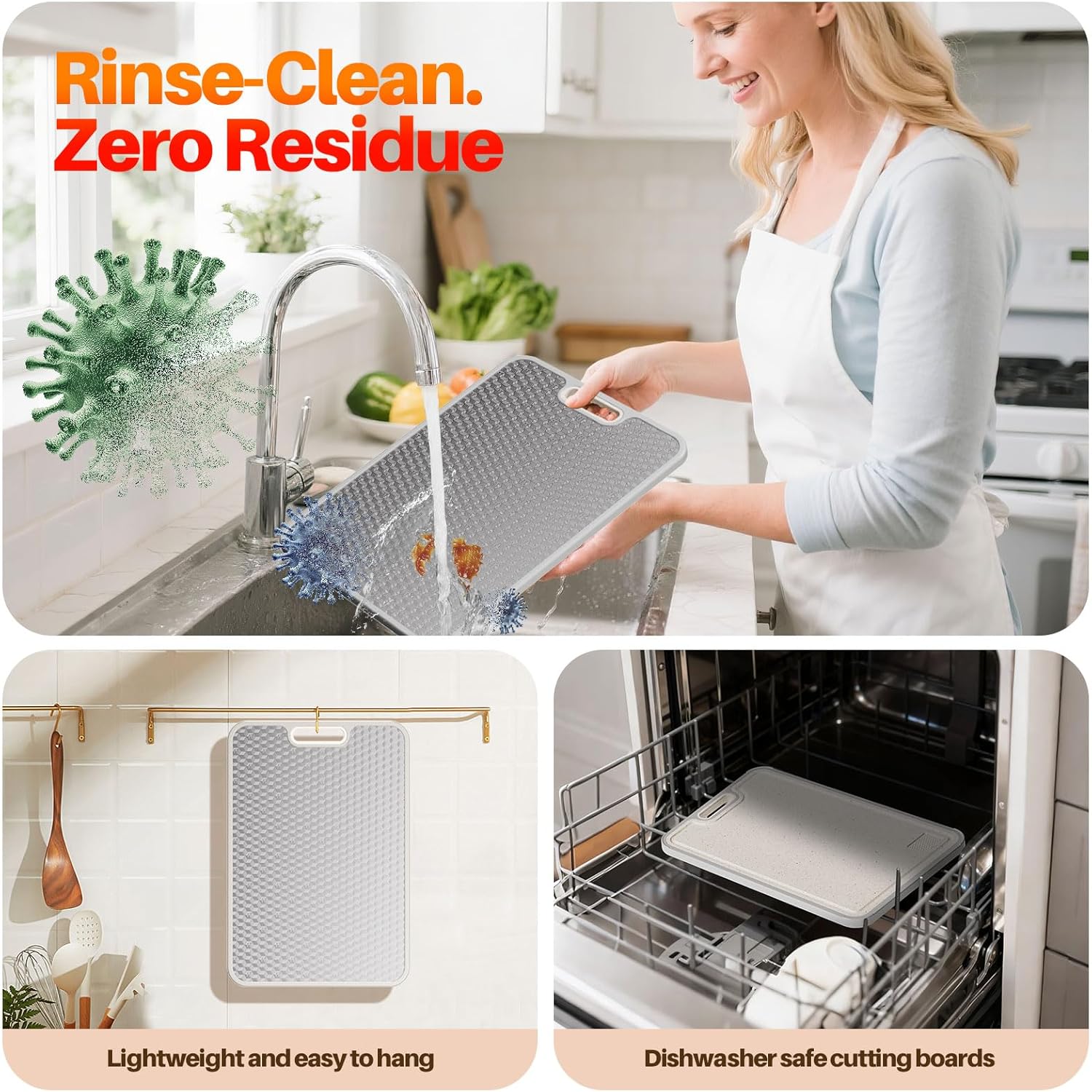 Titanium Cutting Board for kitchen, Dual Sided Food Grade Titanium & Wheat Straw PP, Non Slip Scratch Resistant Easy Clean, 15.5" x 10.5"（1PC）