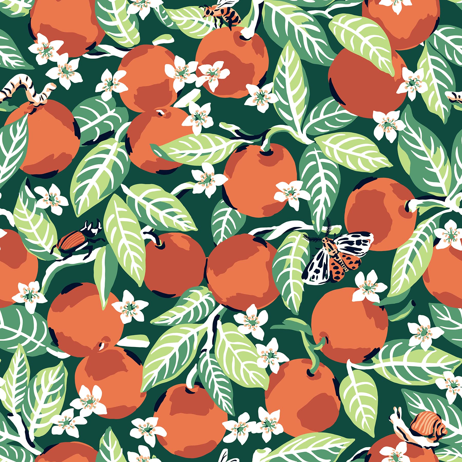 PrintFreshPrintFresh Juniper Orange Grove Peel & Stick Wallpaper, Green