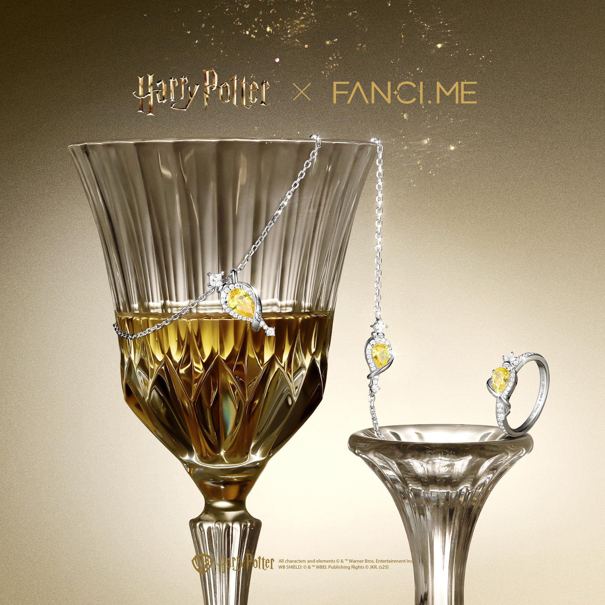 FANCIME x Harry Potter Kollaboration - Felix Felicis Ring, Sterling Silber Schmuckgeschenke für Damen Mädchen Sie