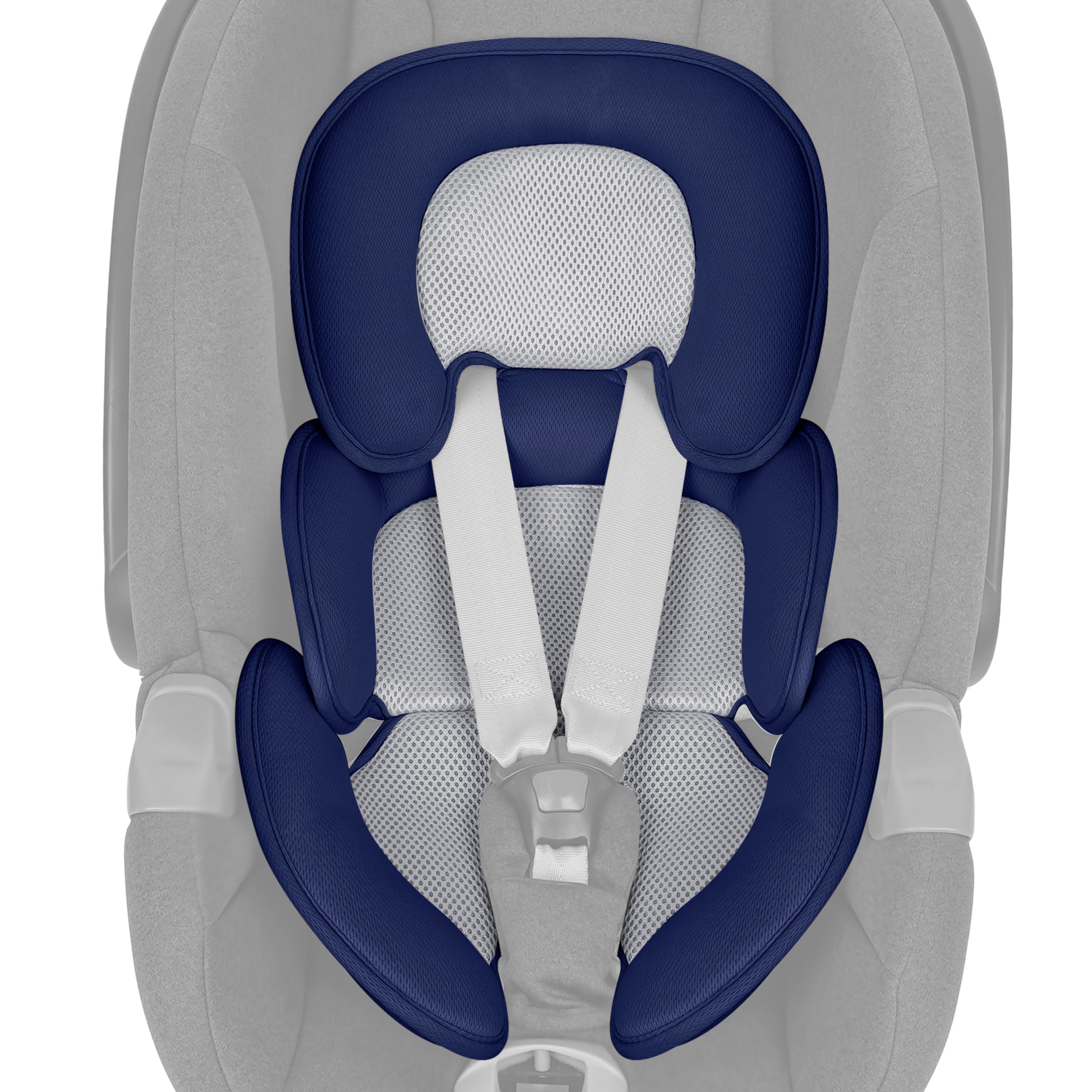 Cuscino neonato con rete 3D per stroller, seggiolino auto e seggiolone, inserto traspirante per sostenere il bambino (blu)
