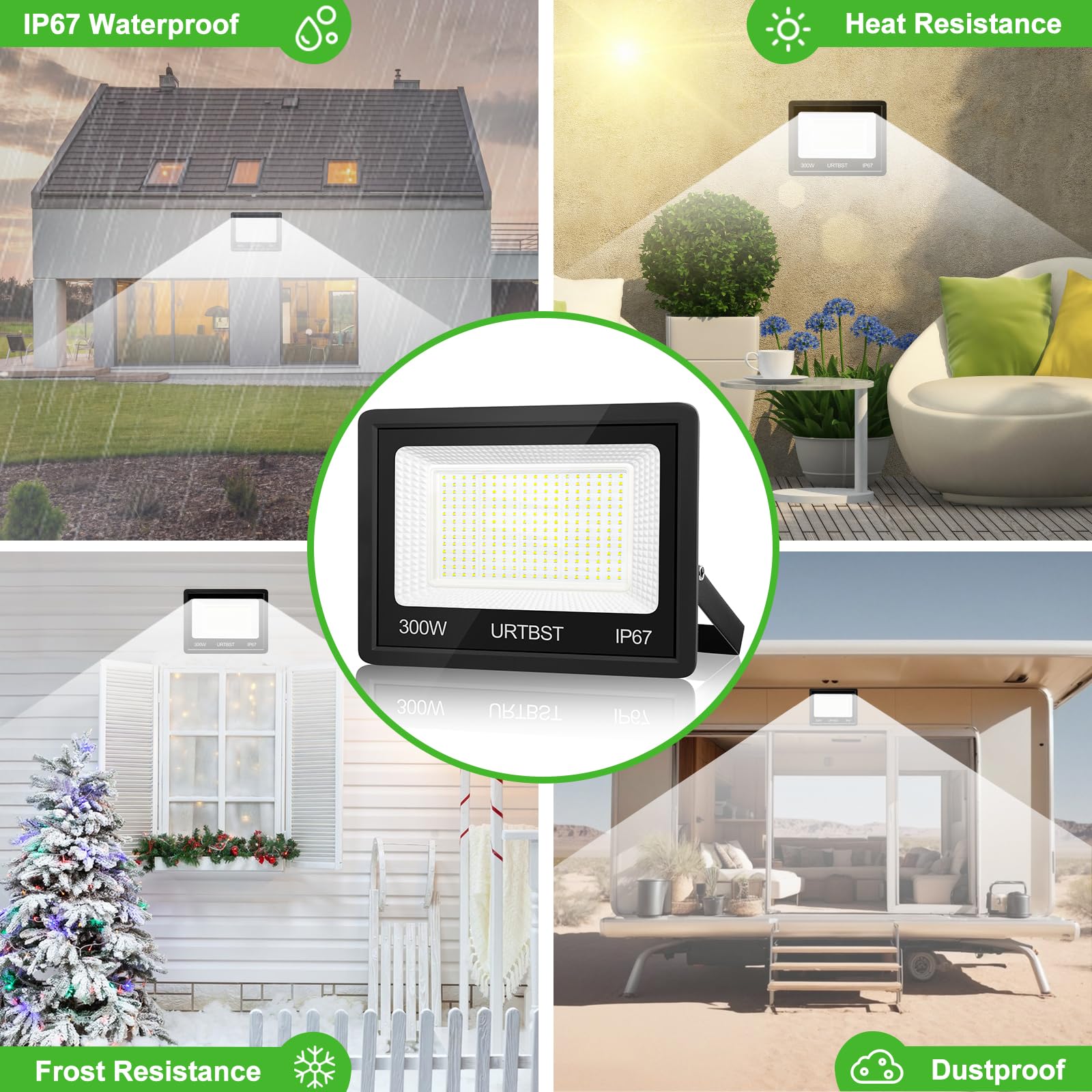 LED Strahler Außen 300W,30000LM Außenstrahler IP67 Wasserfest LED Scheinwerfer,7000K Kaltweiß Superhell LED Strahler,LED Fluter Aussenstrahler für Garten,Garage,Hof,Flur,Auffahrt