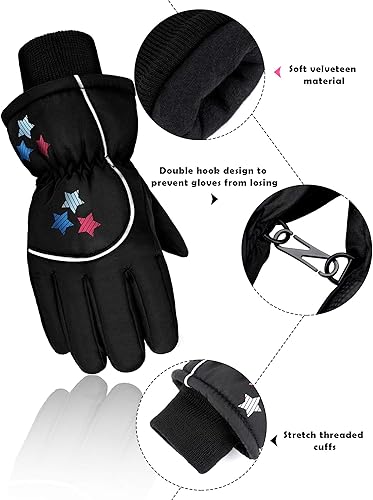 Miniatura 5 de Guantes de esquí de nieve para niños, impermeables, cálidos, guantes de snowboard para niñas y niños