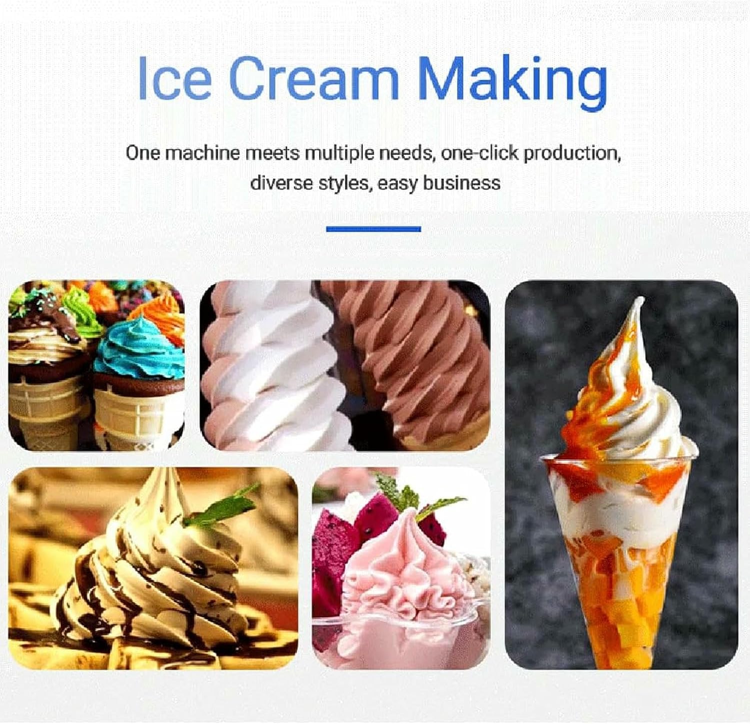 Commercial Ice Cream Machine,1200W Electric Soft Serve Ice Cream Maker Machine,16-18L/H Stainless Steel Desktop Ice Cream Machine, 3 Flavors Sweet Cone Ice Cream Maker for Restaurants