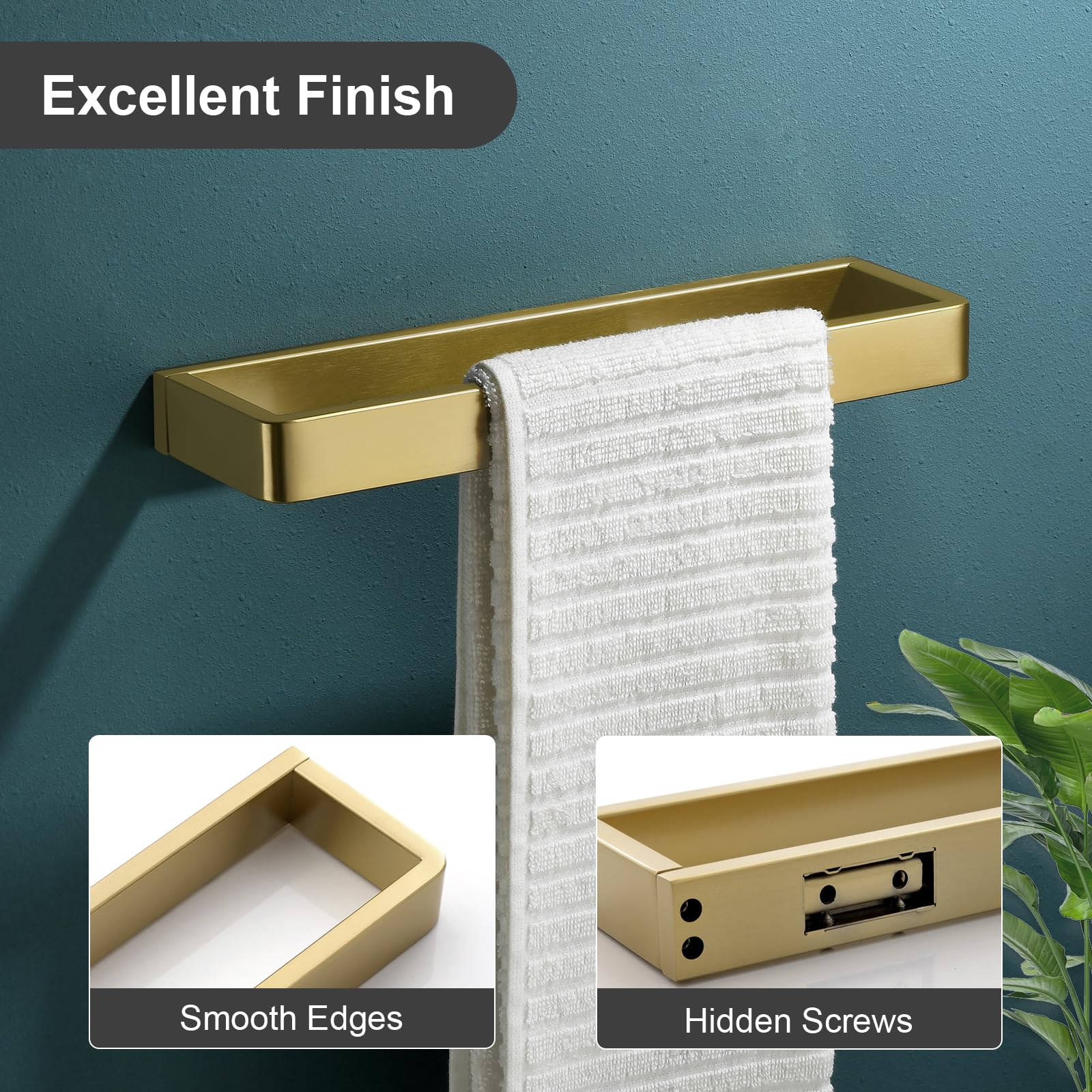 YACVCL Bathroom Towel Bar Brushed Gold, 30cm/11.8in 304 Stainless Steel Bath Accessories Towel Rack Hanger - Image 4