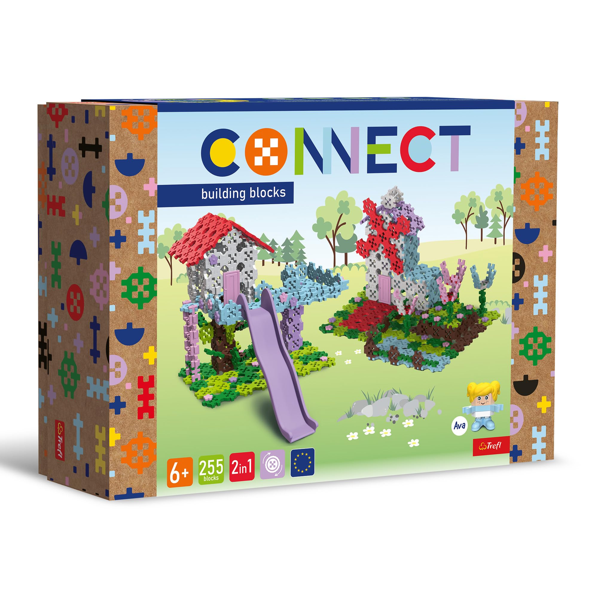Connect Trefl Bausteine Set 2in1, Baumhaus/Windmühle - 255 Elemente: 250 Bausteine + Figur 5 Bausteine, Kreatives Spielzeug für Erwachsene und Kinder ab 6 Jahren