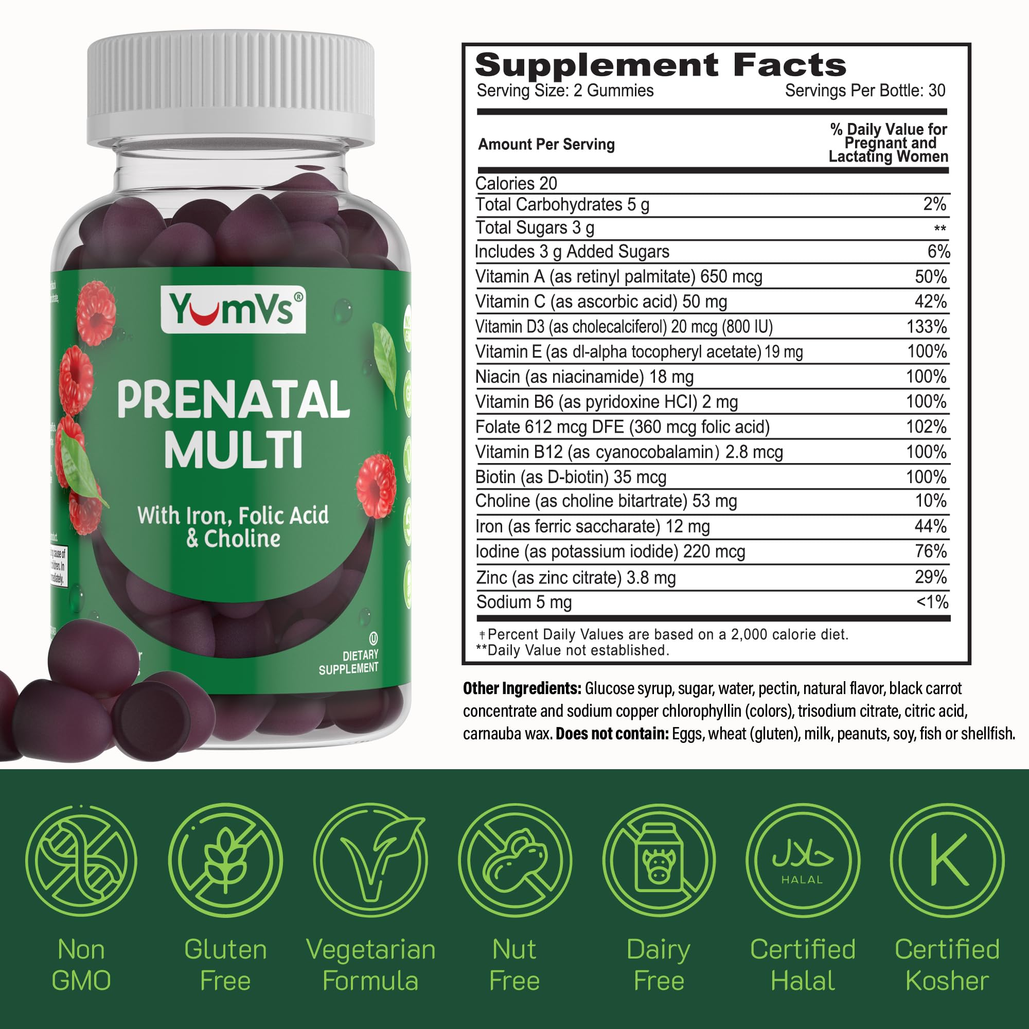 YUM-V'S Prenatal Vitamins for Women, Iron & Folic Acid Gummies (60 Count) — Amazon image 3