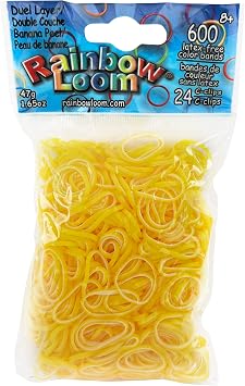Rainbow Loom Dual Layer Collection Banana Peel Rubber Bands with 24 C-Clips 600 Count