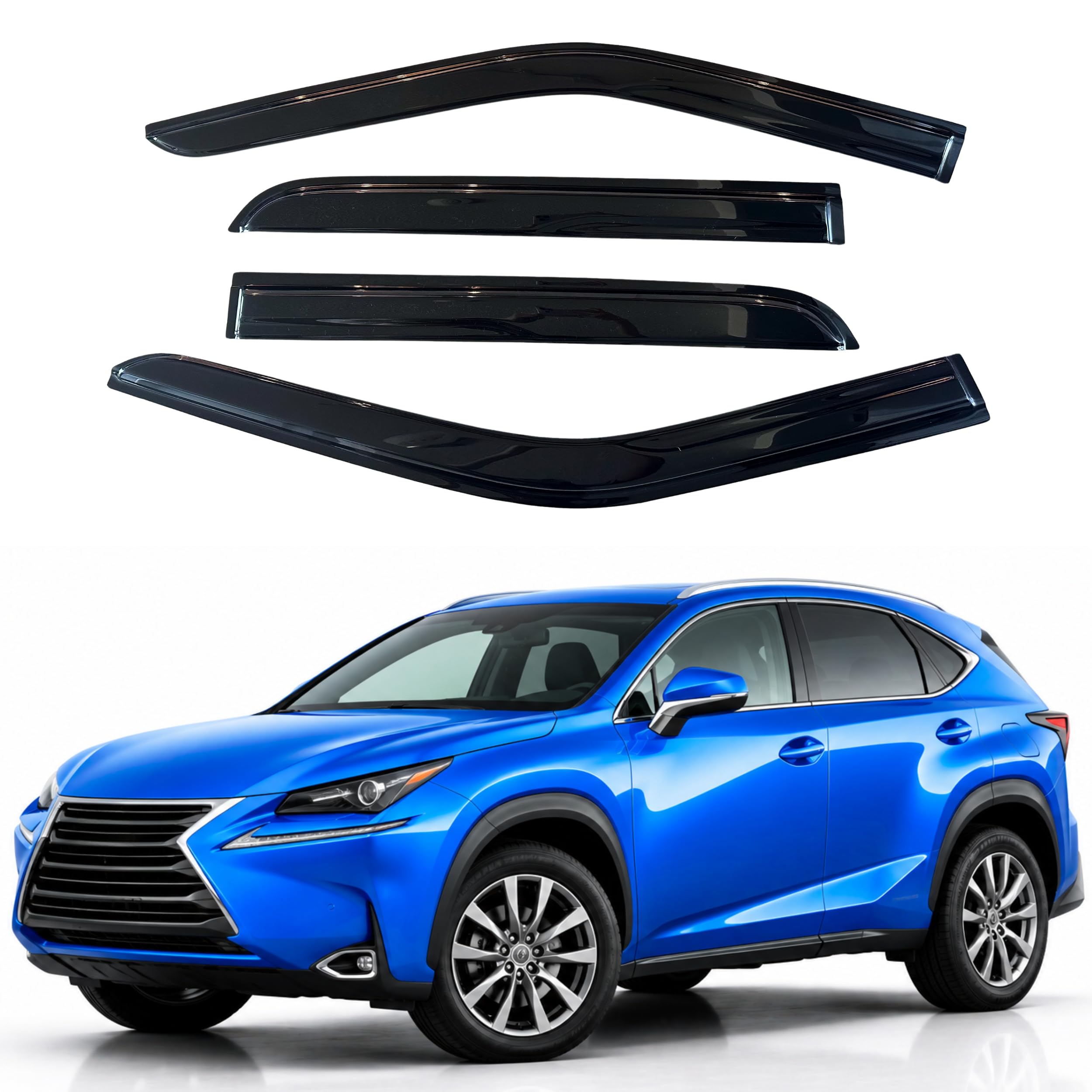 IG Window Visors Fit for 2015-2021 Lexus NX200t NX300h, Out-Channel Rain Guards Vent Wind Deflectors 4PC, Car Accessories for 15-21 Lexus NX Series